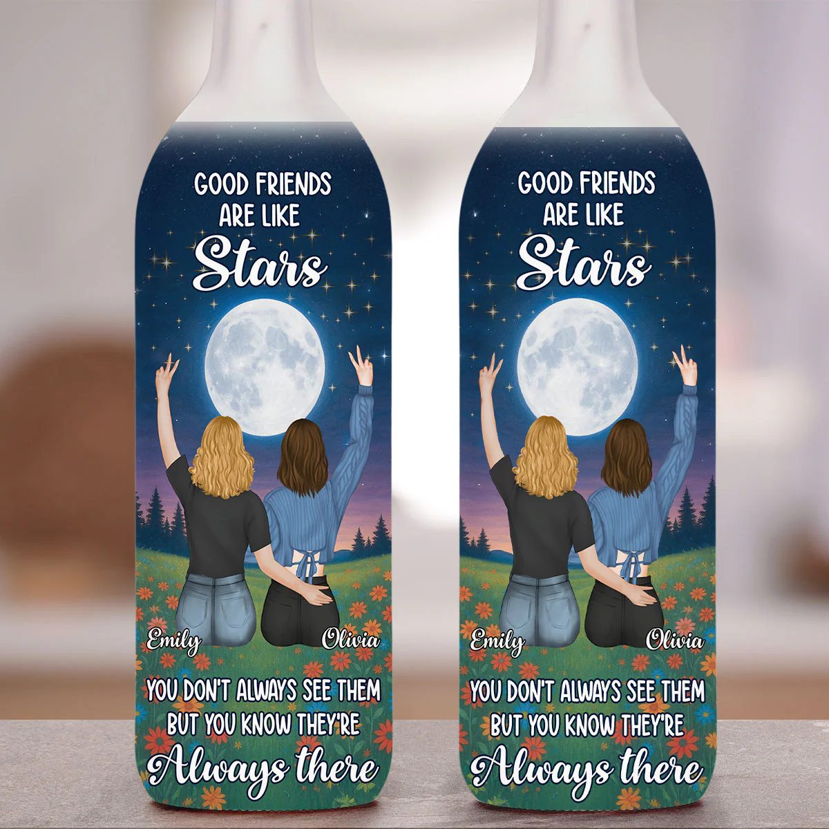 Moon And Stars Friendship - Personalized Custom Bottle Lamp - Image 4