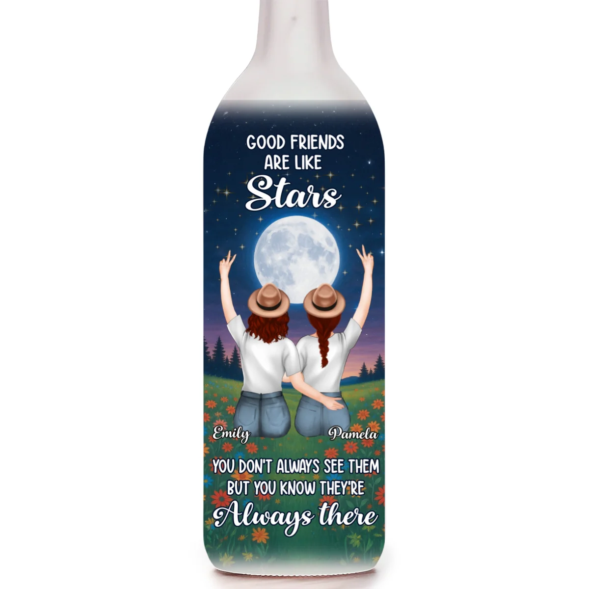 Moon And Stars Friendship - Personalized Custom Bottle Lamp - Image 7