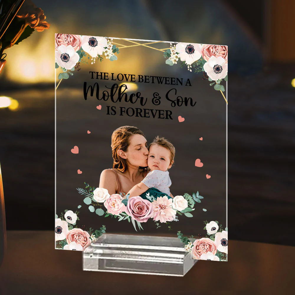 Mother And Children Forever Linked Together - Personalized Custom Acrylic Plaque With Base - Image 3