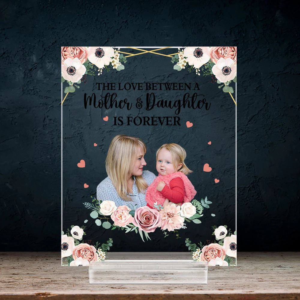 Mother And Children Forever Linked Together - Personalized Custom Acrylic Plaque With Base - Image 4