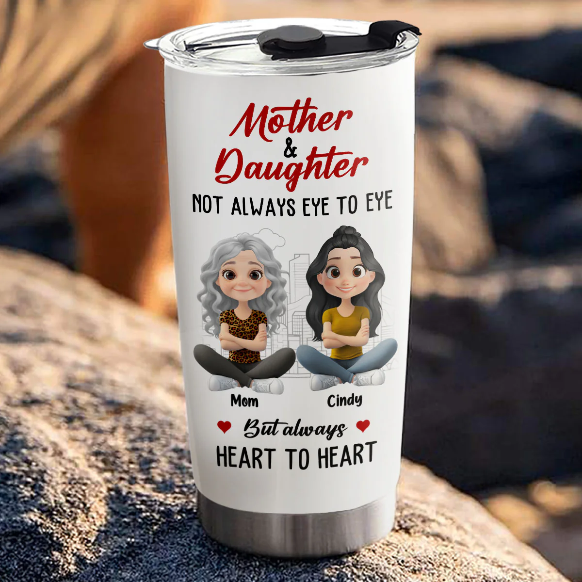 Mother And Daughter Always Connected - Personalized Custom Tumbler - Image 3