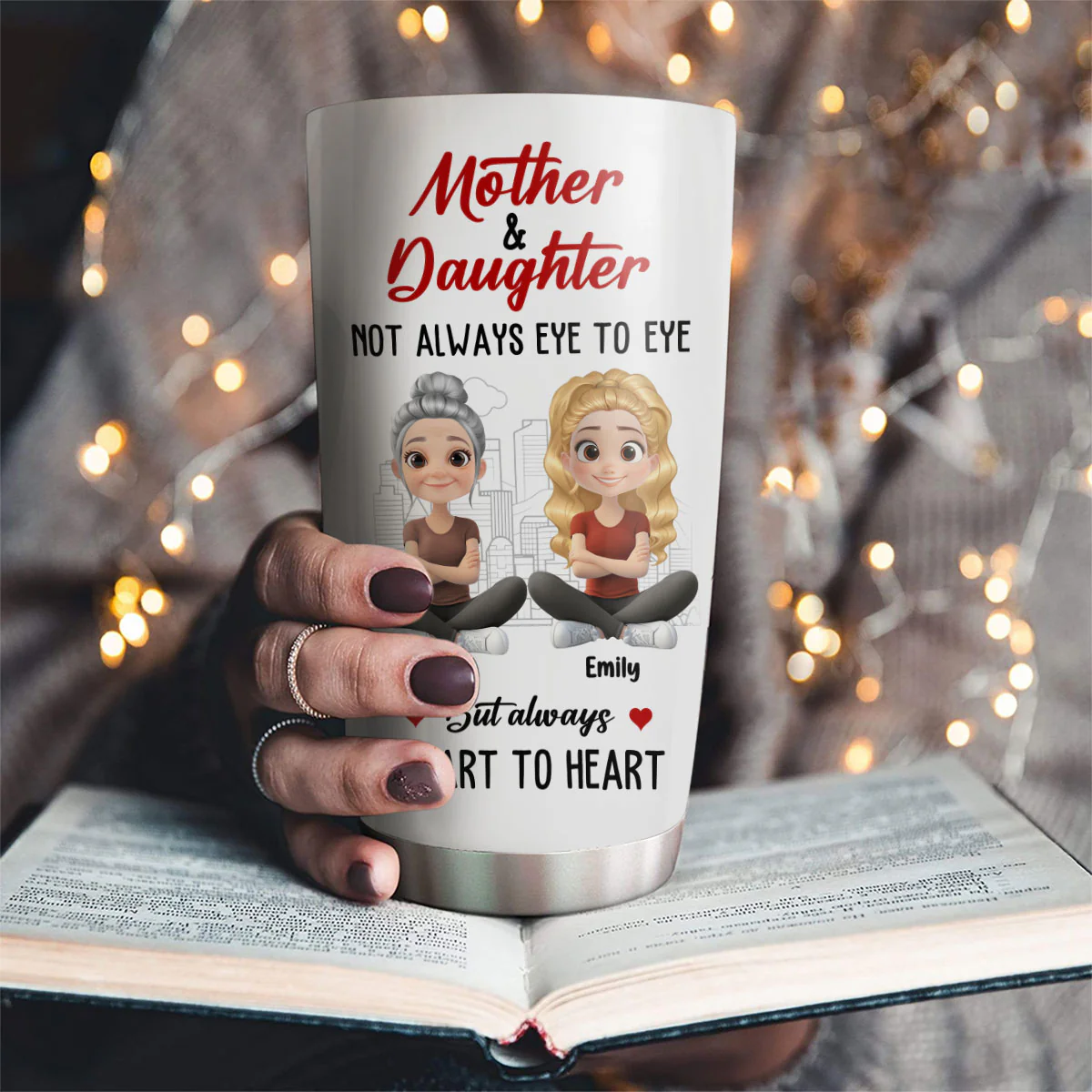 Mother And Daughter Always Connected - Personalized Custom Tumbler - Image 4