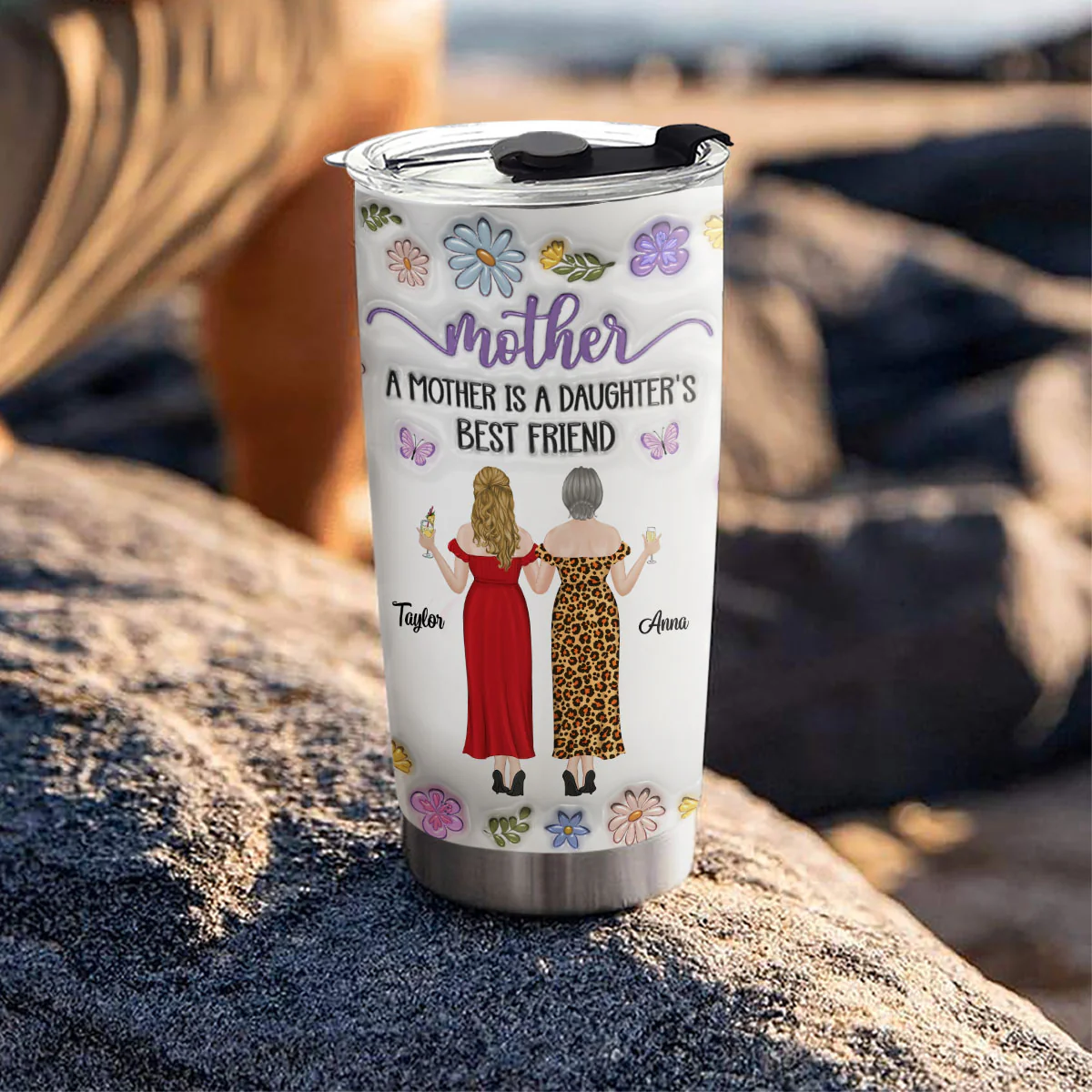 Mother And Daughter Best Friend Forever - Personalized Custom 3D Inflated Effect Tumbler - Image 2