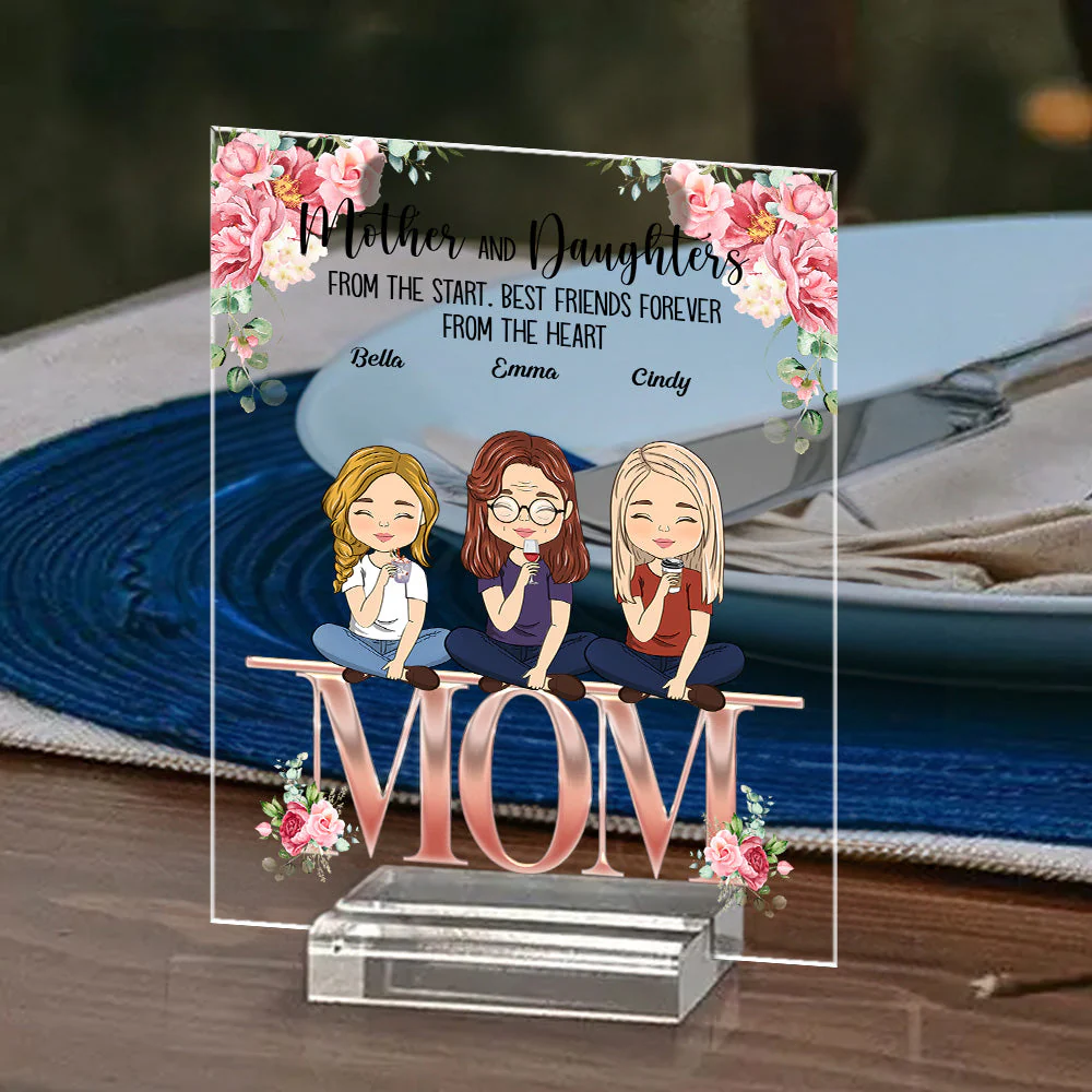 Mother And Daughter Best Friends Forever - Personalized Custom Acrylic Plaque With Base - Image 2