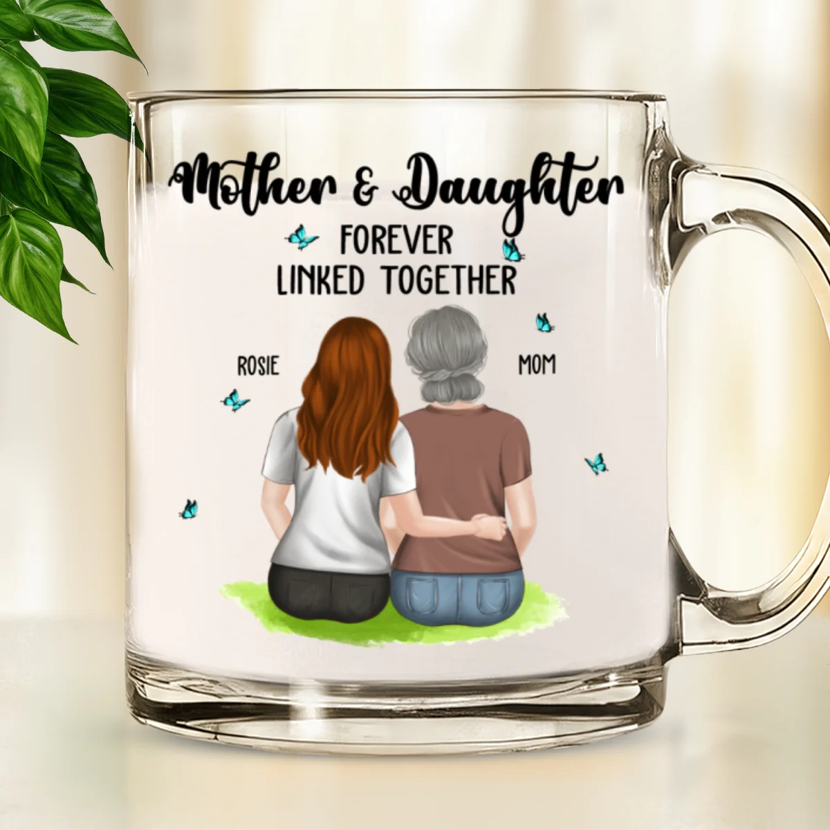 Mother And Daughter Connected By Love - Personalized Custom Glass Mug - Image 6