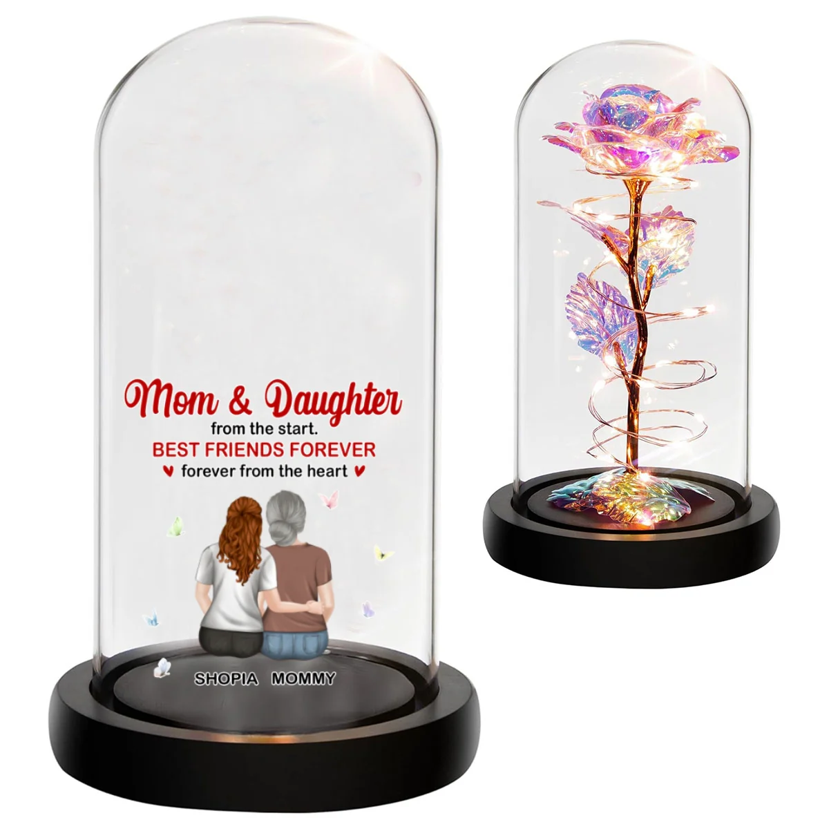 Mother And Daughter Forever From The Heart - Personalized Custom Sparkly Rose - Image 6