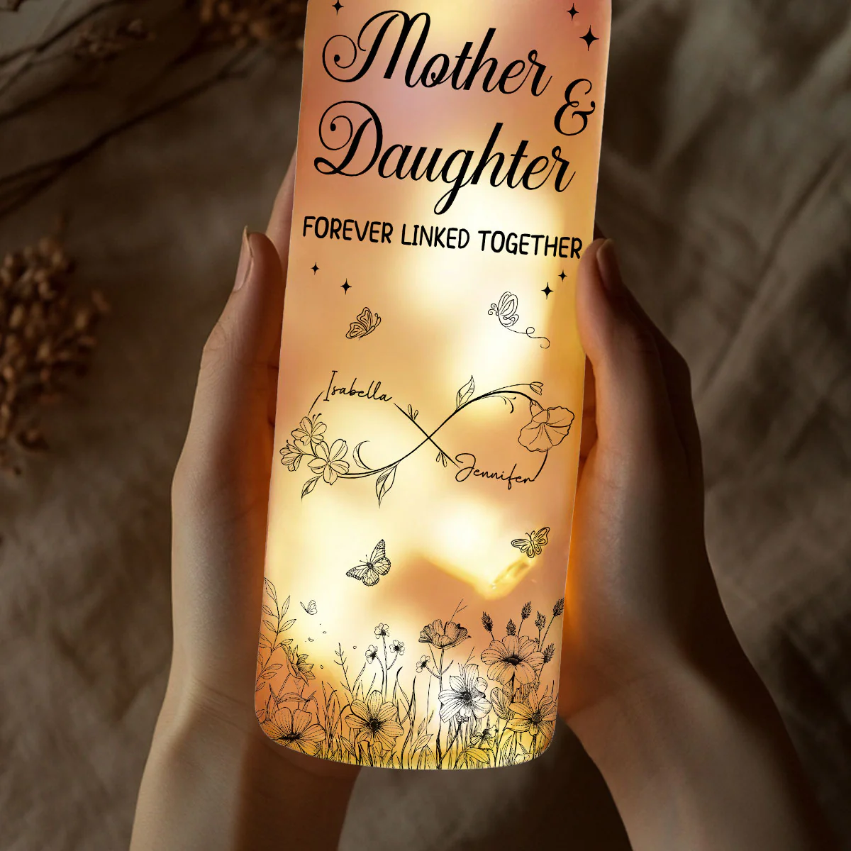Mother And Daughter Forever Linked Together - Personalized Custom Bottle Lamp - Image 4