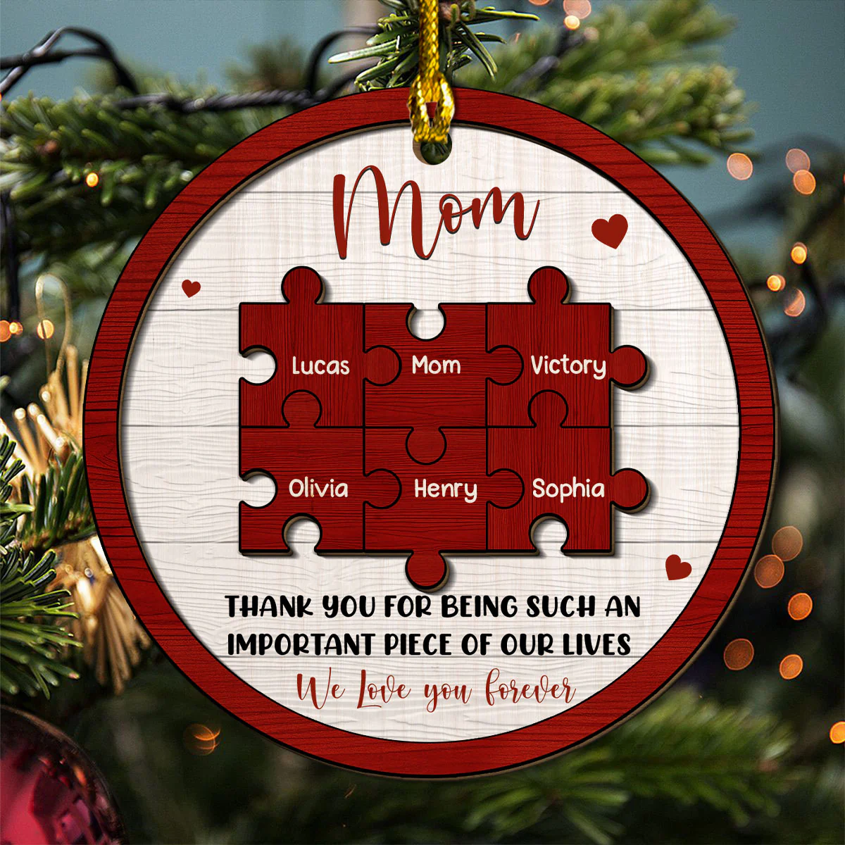 Mother And Daughter Forever Linked Together - Personalized Custom Freeshape 2-Layered Wood Ornament - Image 4