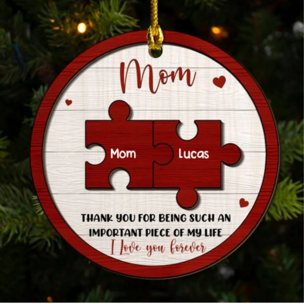 Mother And Daughter Forever Linked Together - Personalized Custom Freeshape 2-Layered Wood Ornament - Image 6