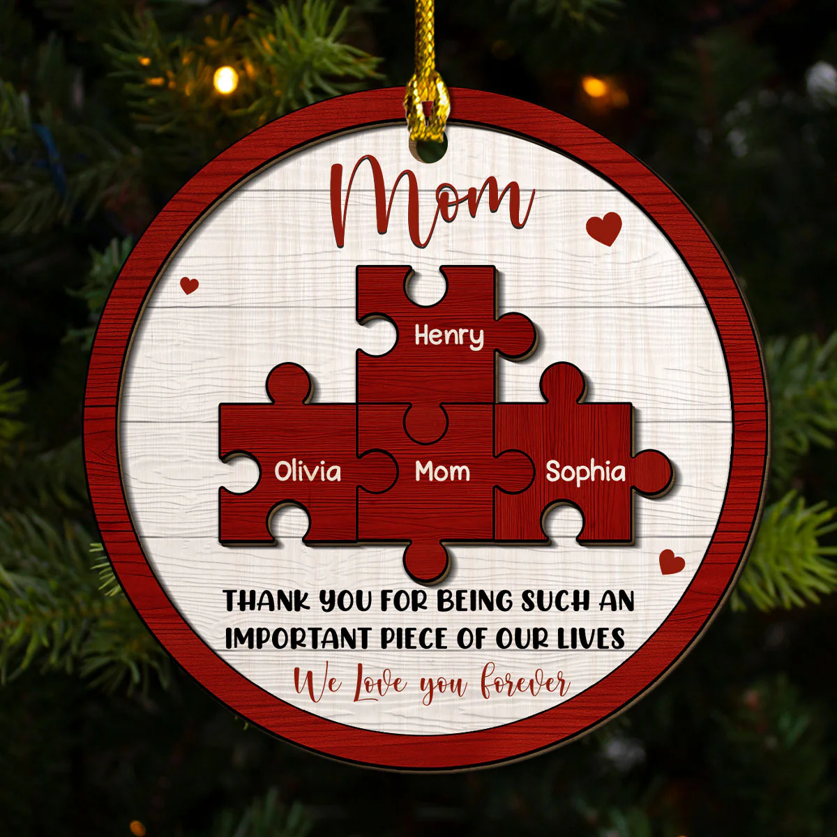 Mother And Daughter Forever Linked Together - Personalized Custom Freeshape 2-Layered Wood Ornament - Image 7