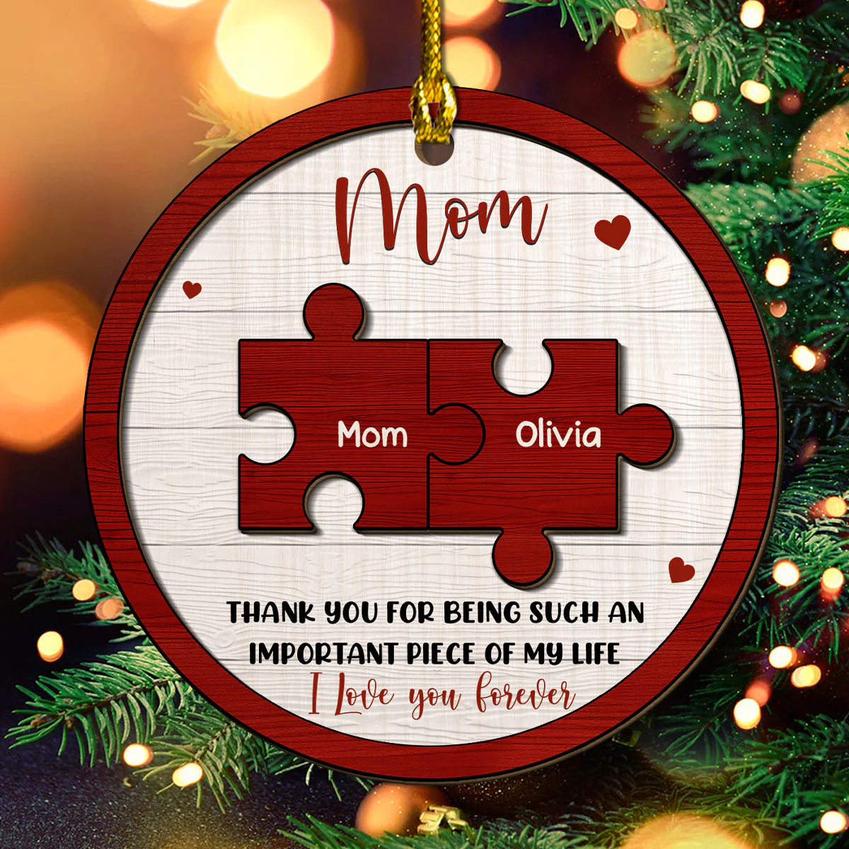 Mother And Daughter Forever Linked Together - Personalized Custom Freeshape 2-Layered Wood Ornament - Image 8
