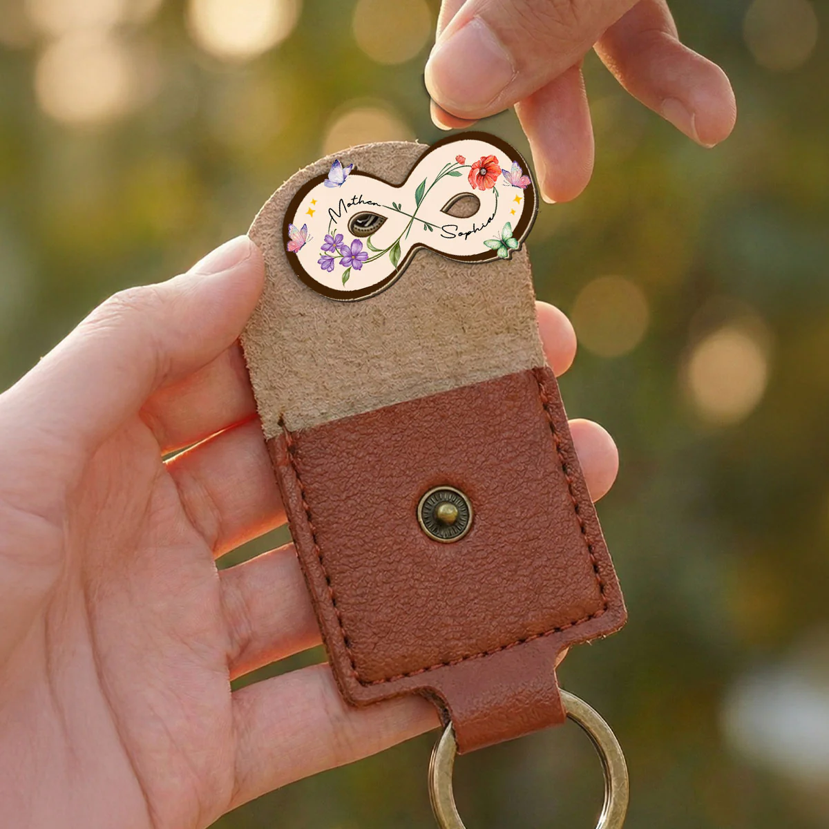 Mother And Daughter Forever Linked Together - Personalized Custom Wooden Pocket Hug - Image 2