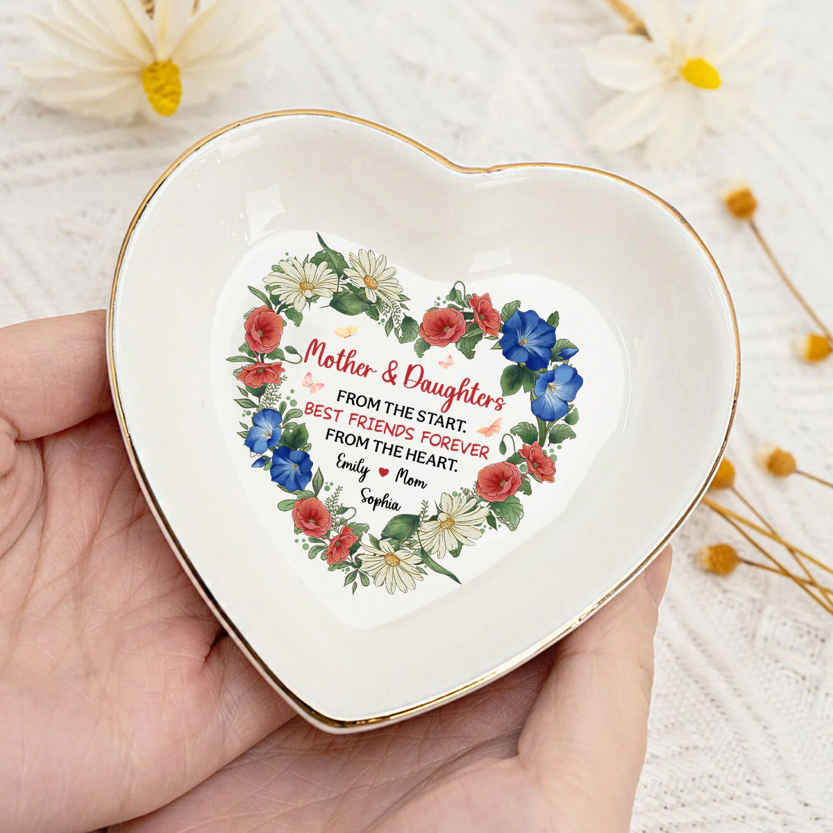 Mother And Daughter From The Start - Personalized Custom Jewelry Dish - Image 2