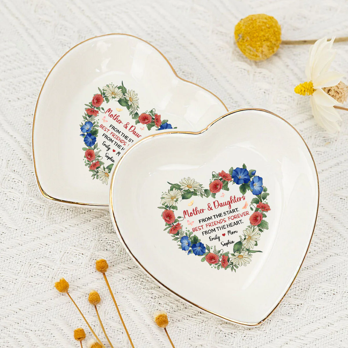 Mother And Daughter From The Start - Personalized Custom Jewelry Dish - Image 3