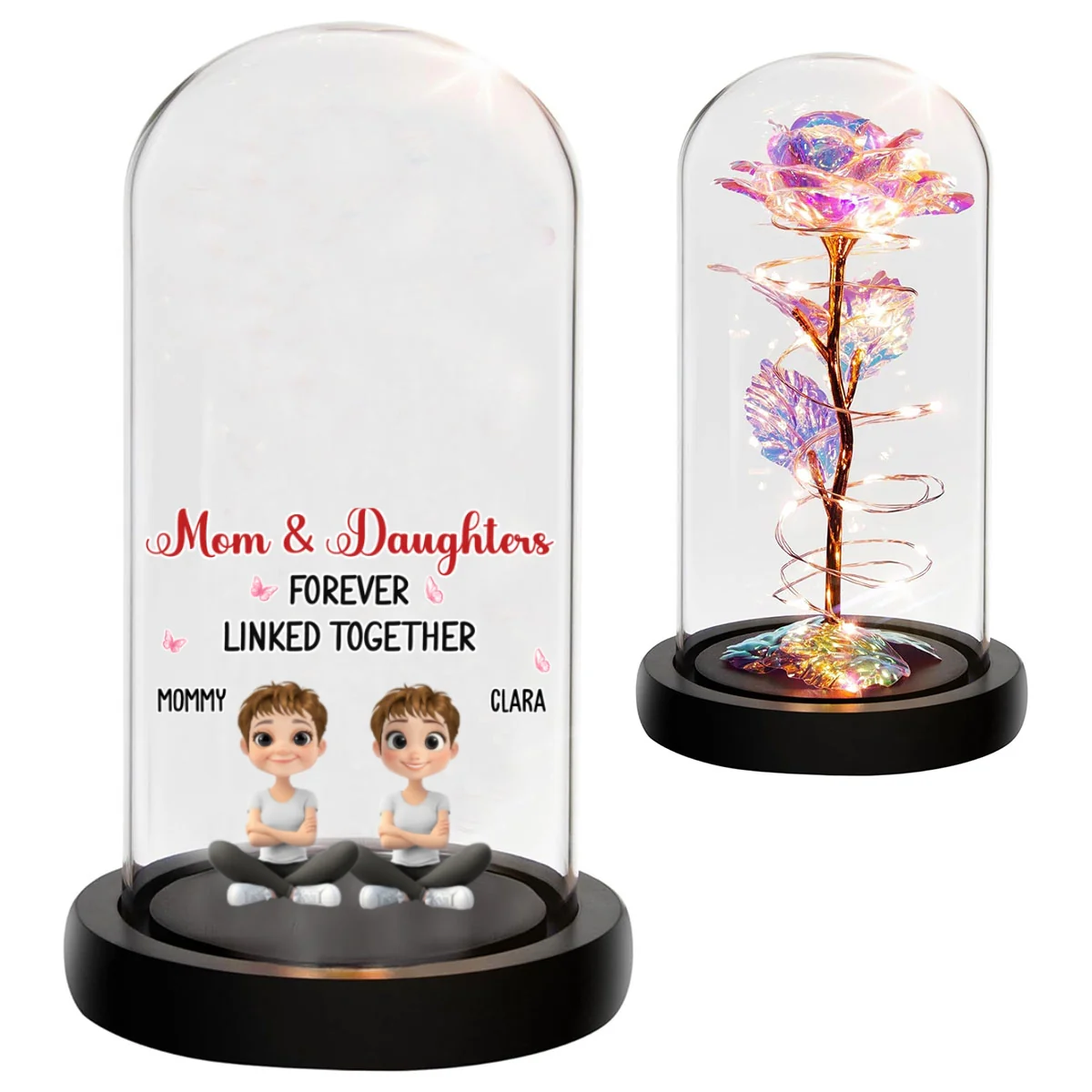 Mother And Daughter Linked Forever - Personalized Custom Sparkly Rose - Image 7
