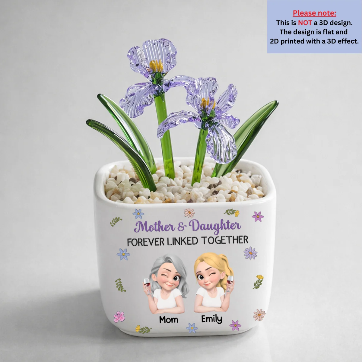 Mother And Daughter Linked Together Cartoon - Personalized Custom Glass Birth Month Flower - Image 10