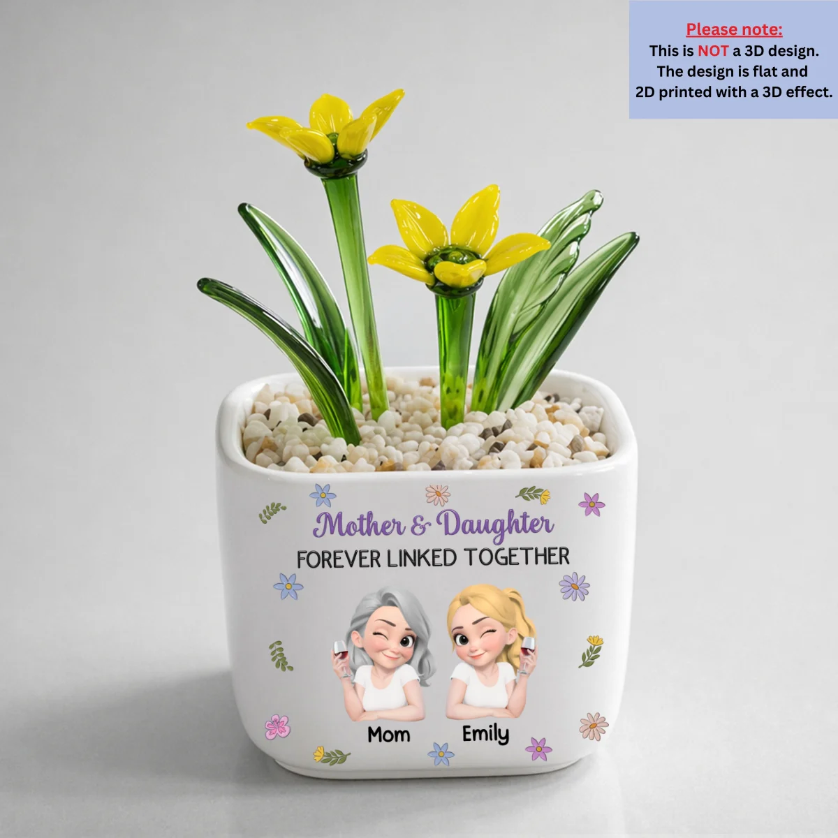 Mother And Daughter Linked Together Cartoon - Personalized Custom Glass Birth Month Flower - Image 11