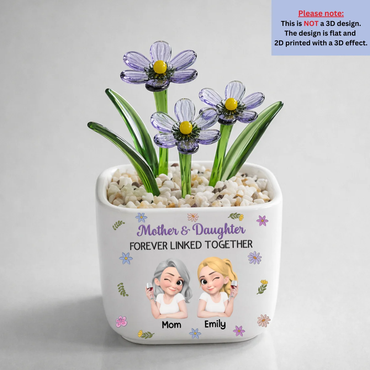 Mother And Daughter Linked Together Cartoon - Personalized Custom Glass Birth Month Flower - Image 12