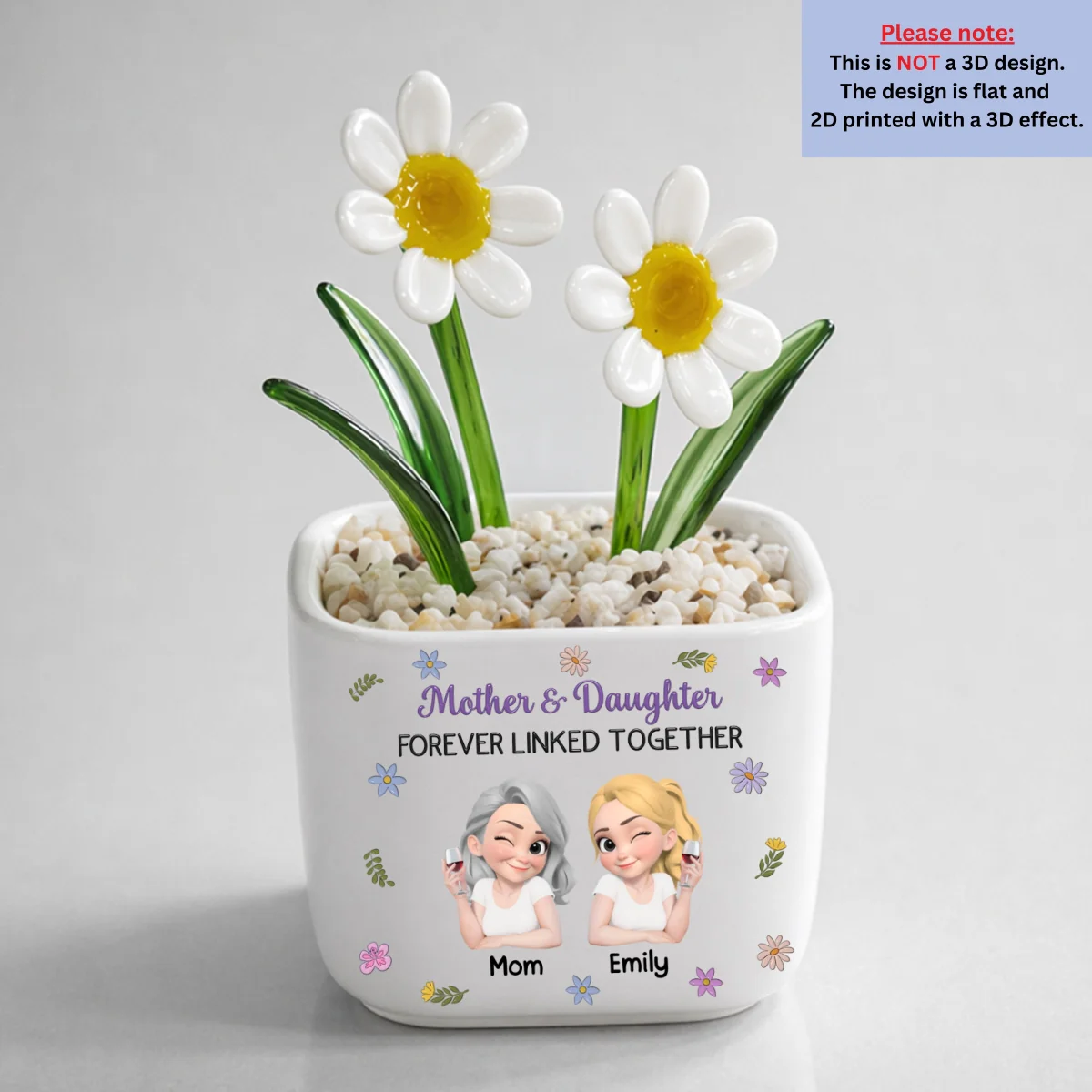 Mother And Daughter Linked Together Cartoon - Personalized Custom Glass Birth Month Flower - Image 13