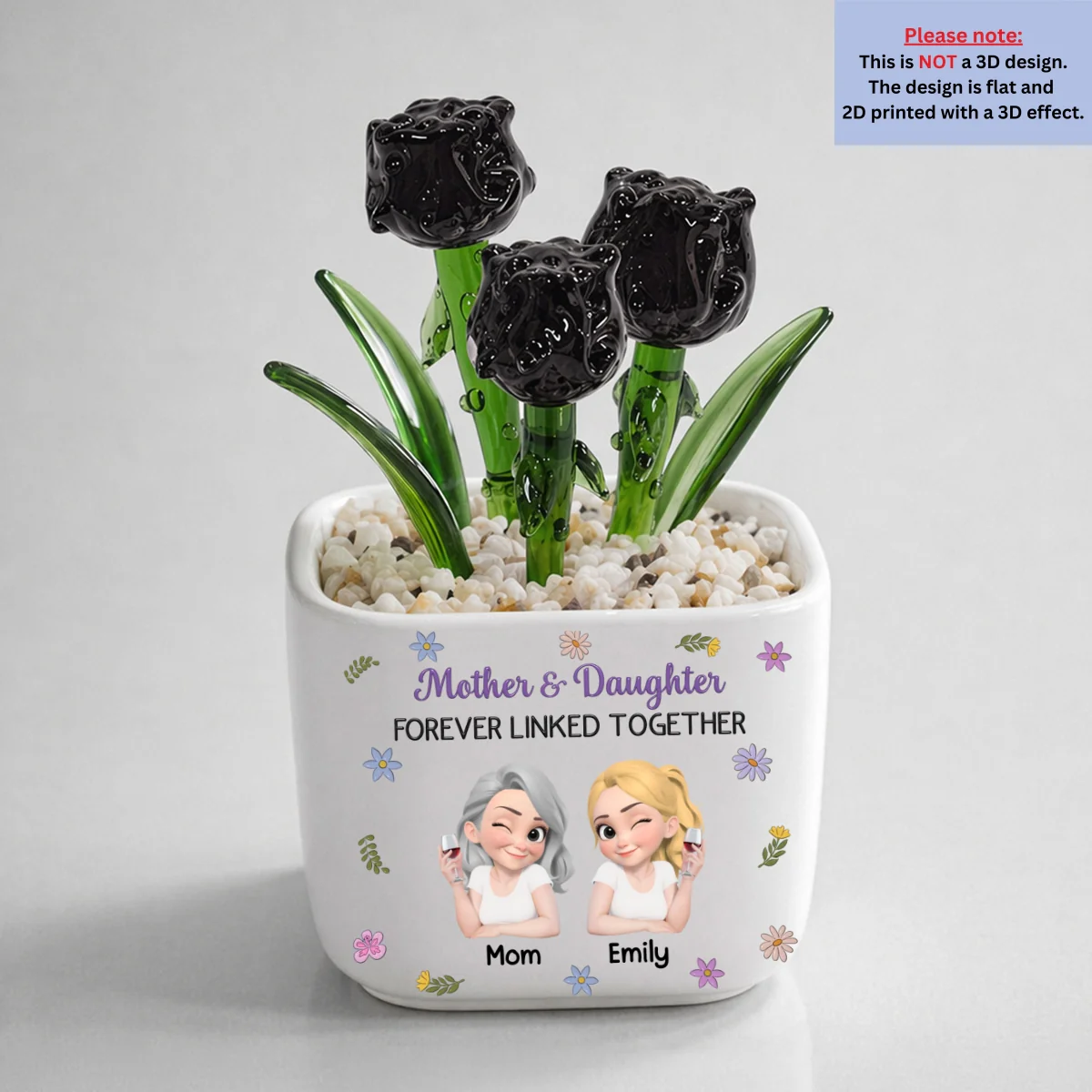 Mother And Daughter Linked Together Cartoon - Personalized Custom Glass Birth Month Flower - Image 14