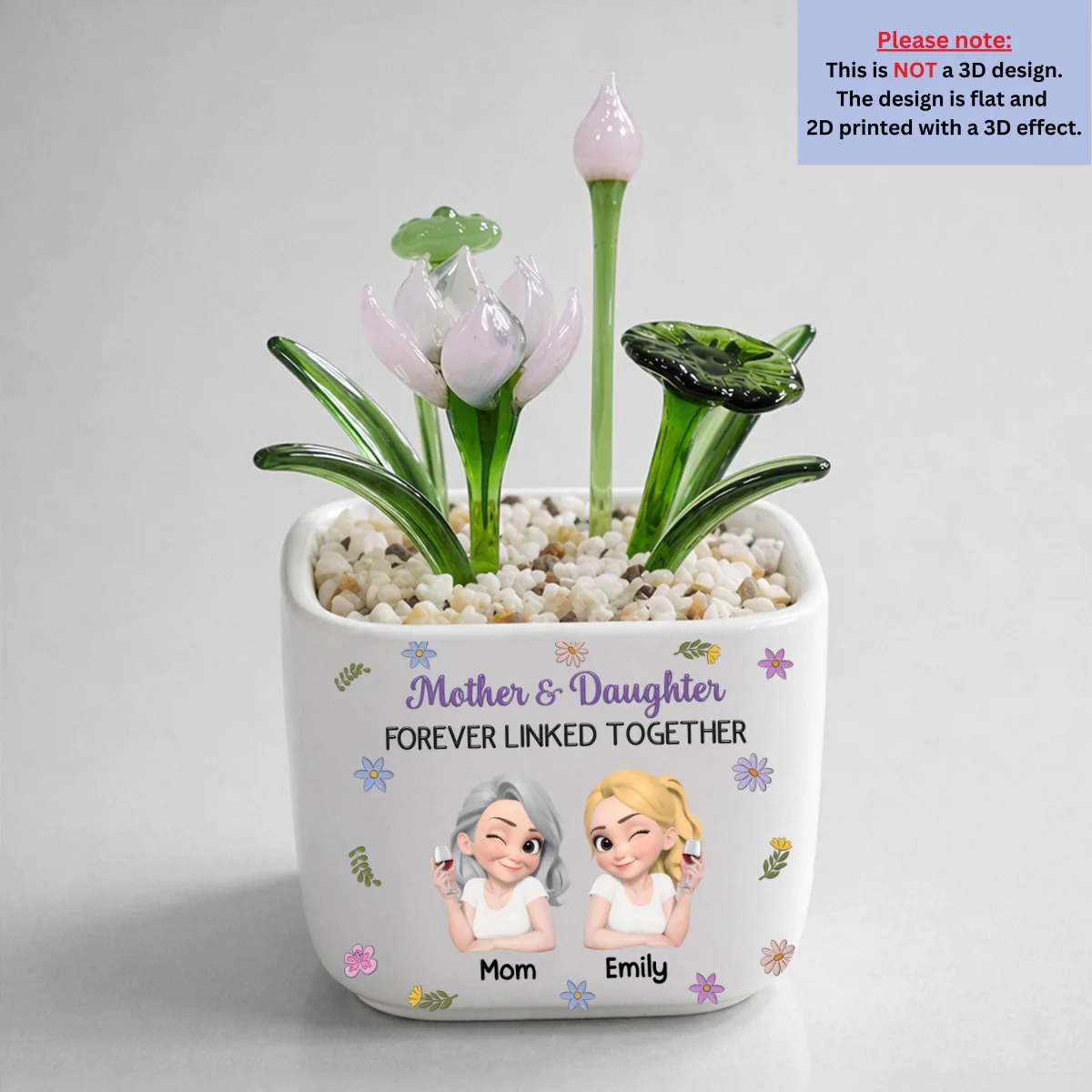 Mother And Daughter Linked Together Cartoon - Personalized Custom Glass Birth Month Flower - Image 15