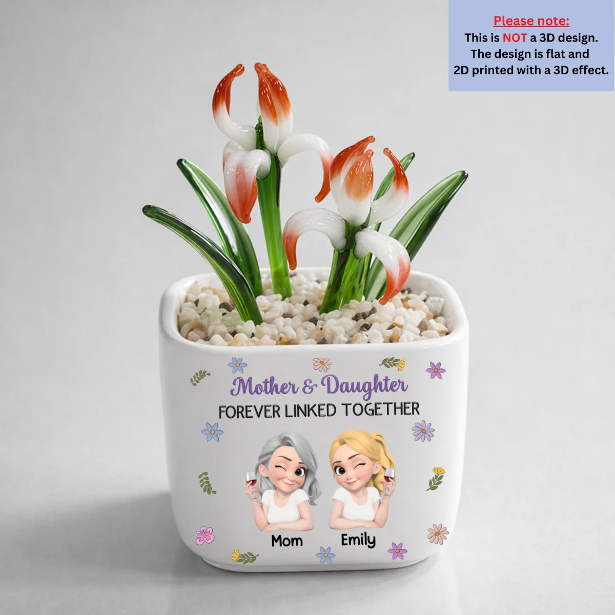 Mother And Daughter Linked Together Cartoon - Personalized Custom Glass Birth Month Flower - Image 16