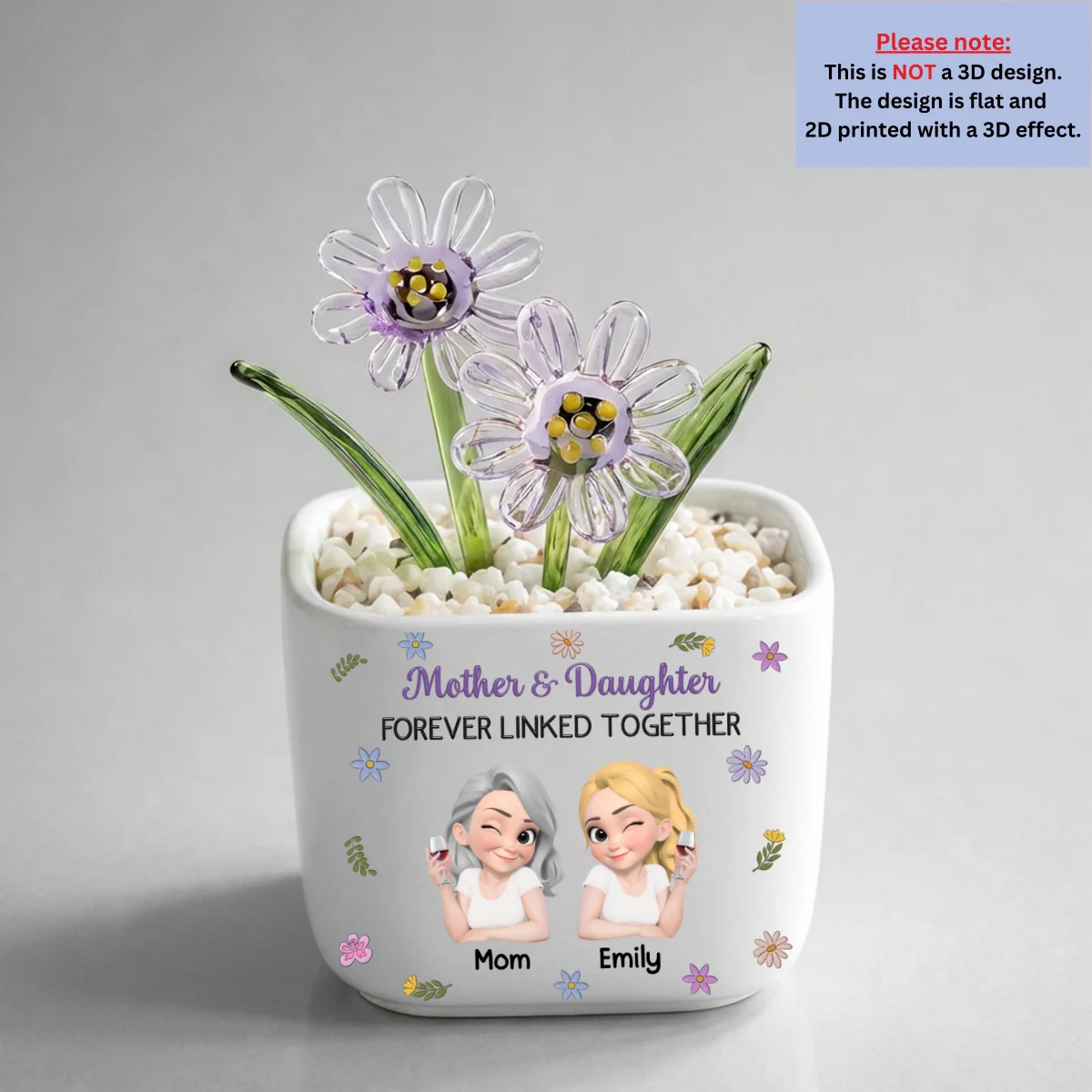 Mother And Daughter Linked Together Cartoon - Personalized Custom Glass Birth Month Flower - Image 17