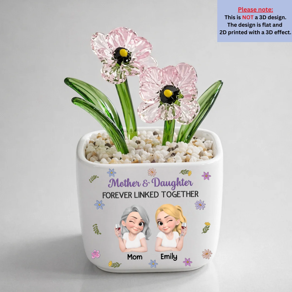 Mother And Daughter Linked Together Cartoon - Personalized Custom Glass Birth Month Flower - Image 18