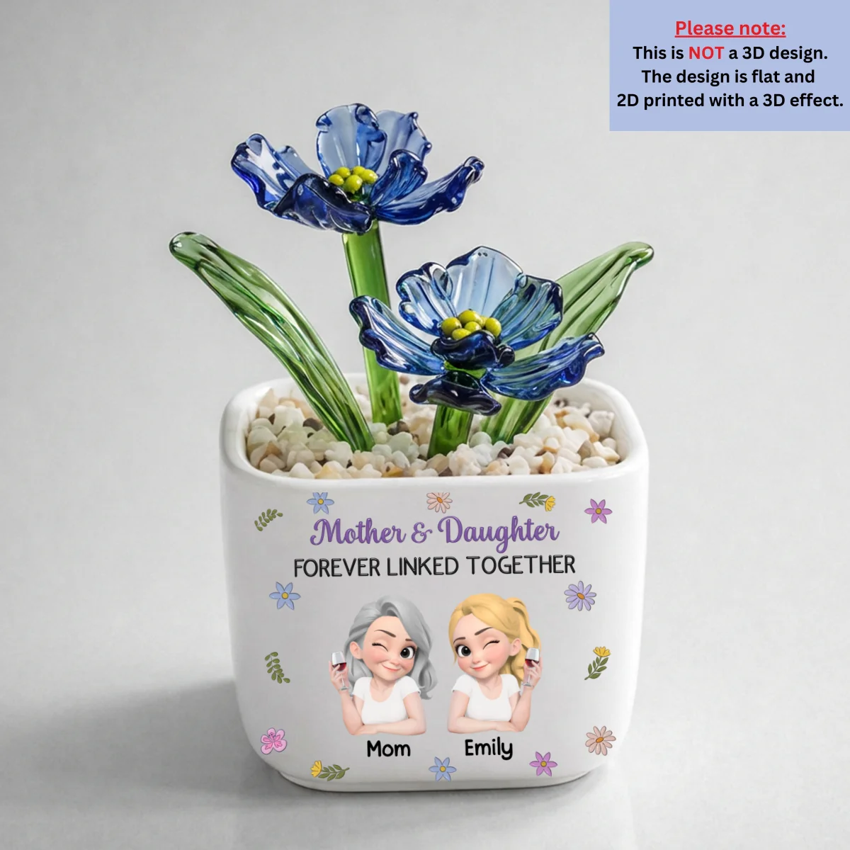 Mother And Daughter Linked Together Cartoon - Personalized Custom Glass Birth Month Flower - Image 19