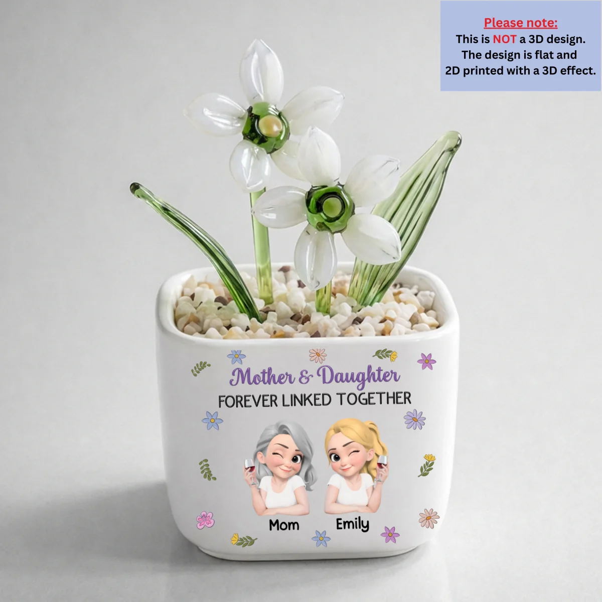 Mother And Daughter Linked Together Cartoon - Personalized Custom Glass Birth Month Flower - Image 20
