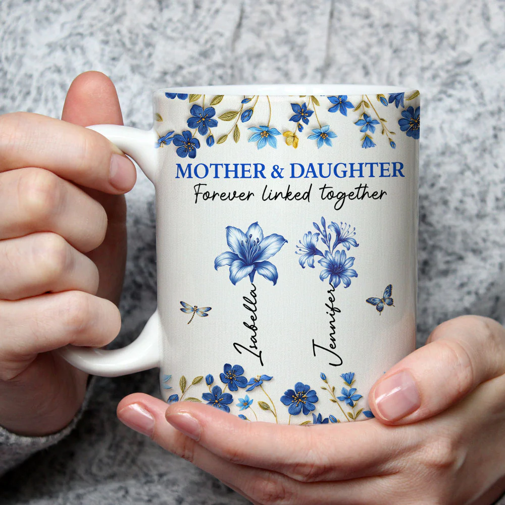Mother And Daughter Linked Together - Personalized Custom Coffee Mug - Image 2
