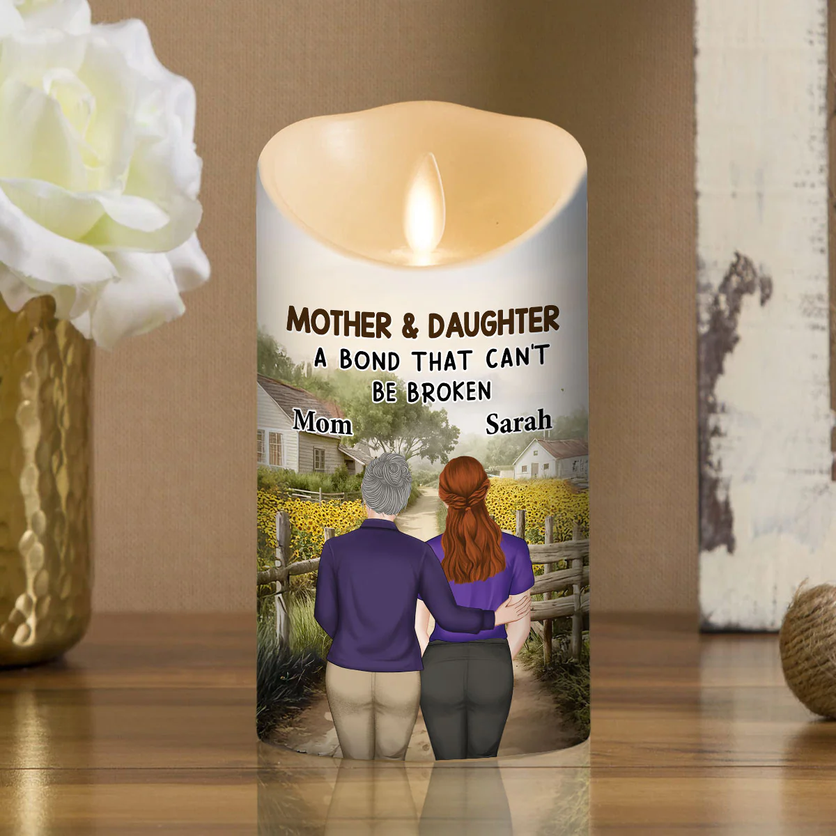 Mother And Daughter - Personalized Custom LED Candle - Image 2