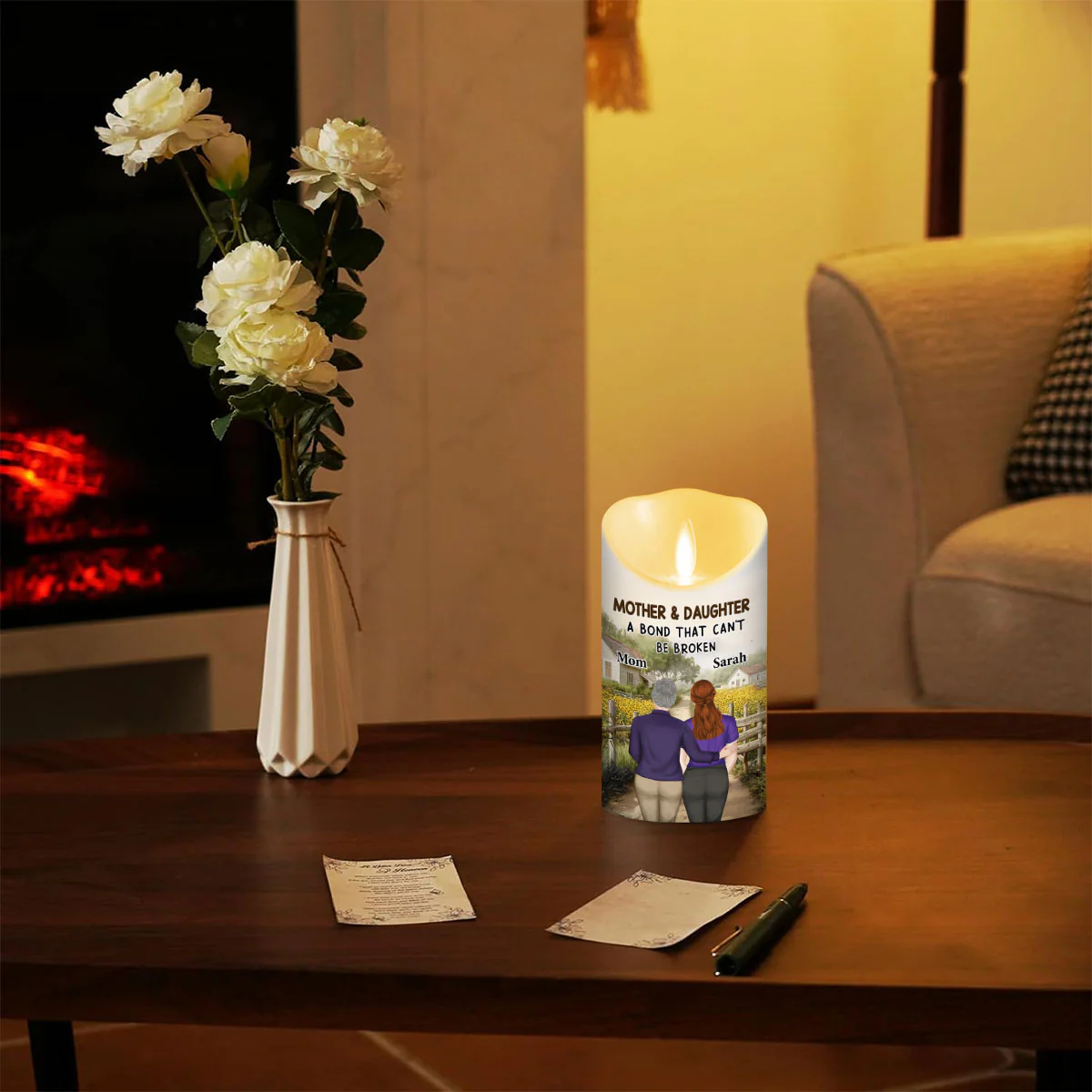 Mother And Daughter - Personalized Custom LED Candle - Image 3