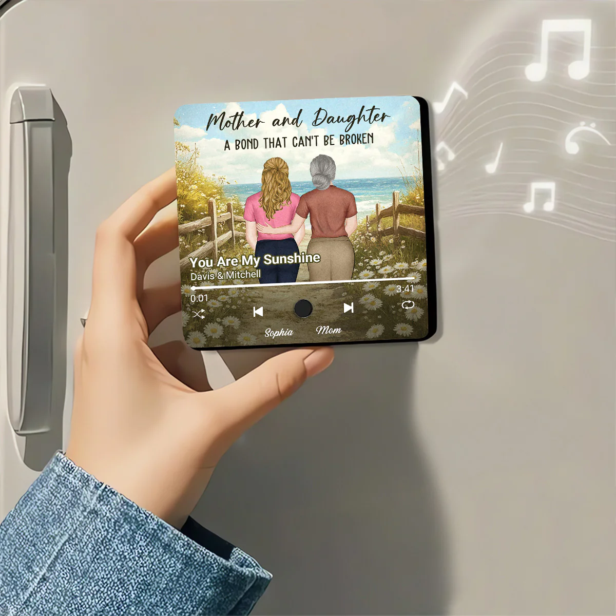 Mother And Daughter - Personalized Custom Music Fridge Magnet - Image 3