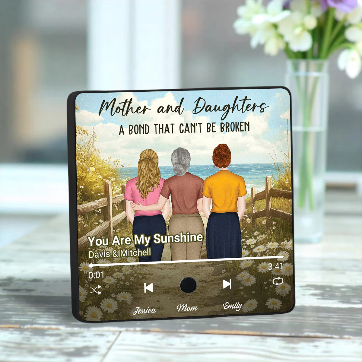 Mother And Daughter - Personalized Custom Music Fridge Magnet - Image 4