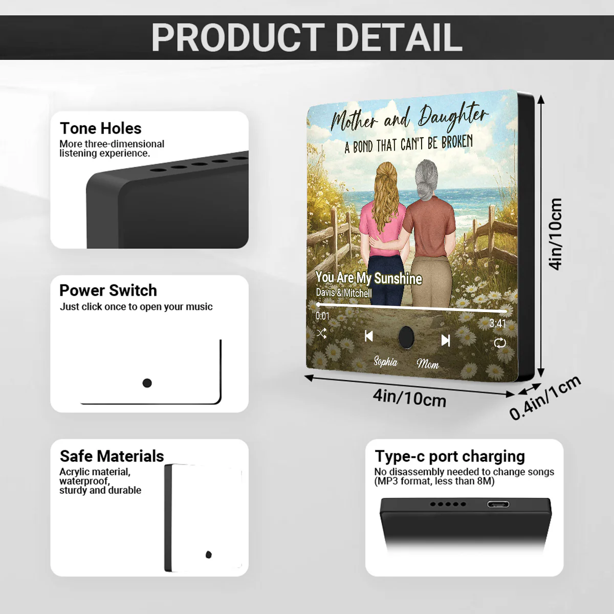 Mother And Daughter - Personalized Custom Music Fridge Magnet - Image 7