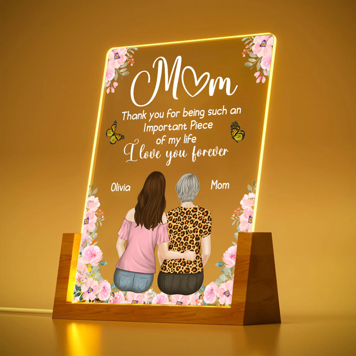 Mother And Daughter - Personalized Custom Plaque With Walnut Base - Image 3