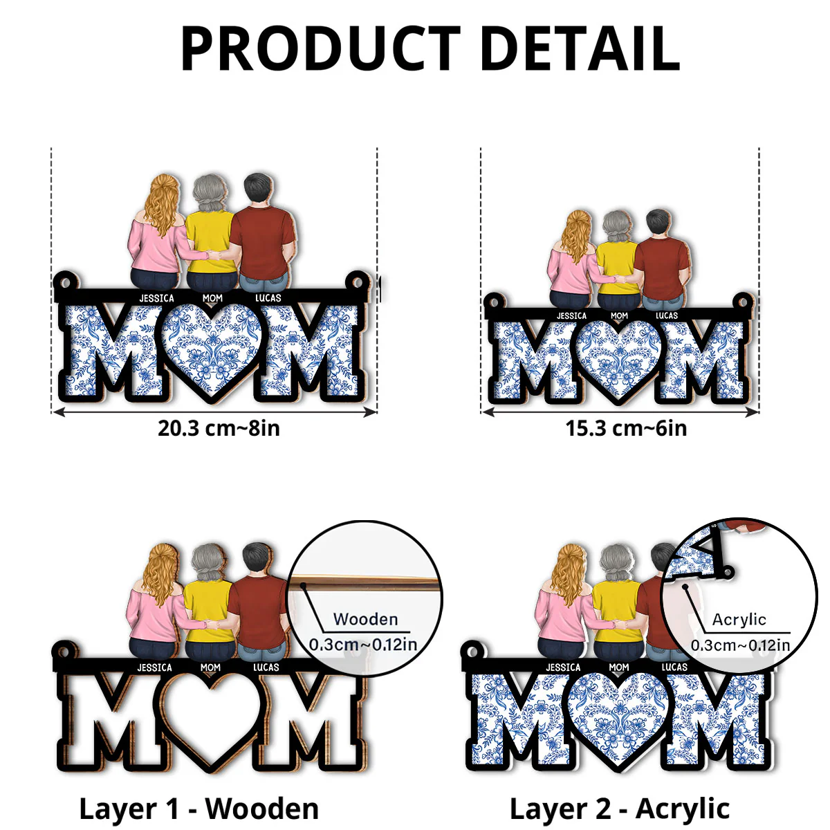 Mother And Daughter Sitting Together - Personalized Custom Suncatcher - Image 5