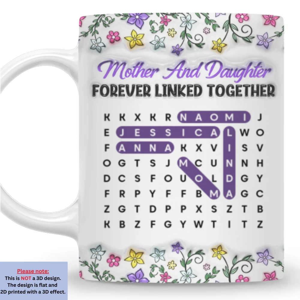 Mother And Daughter Word Search Puzzle -  Personalized Custom 3D Inflated Effect Mug - Image 9