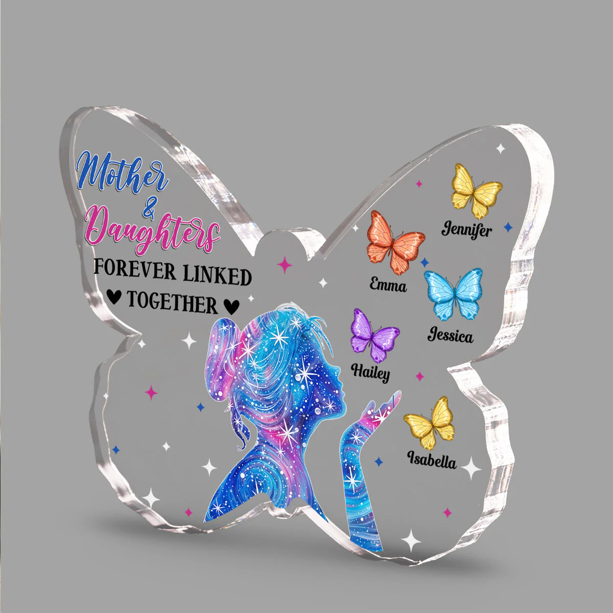 Mother And Daughters Forever Linked Together - Personalized Custom Acrylic Plaque - Image 2