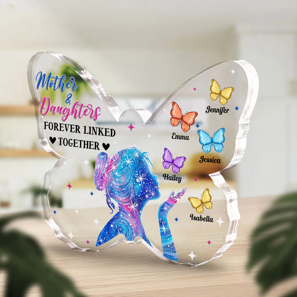 Mother And Daughters Forever Linked Together - Personalized Custom Acrylic Plaque - Image 4