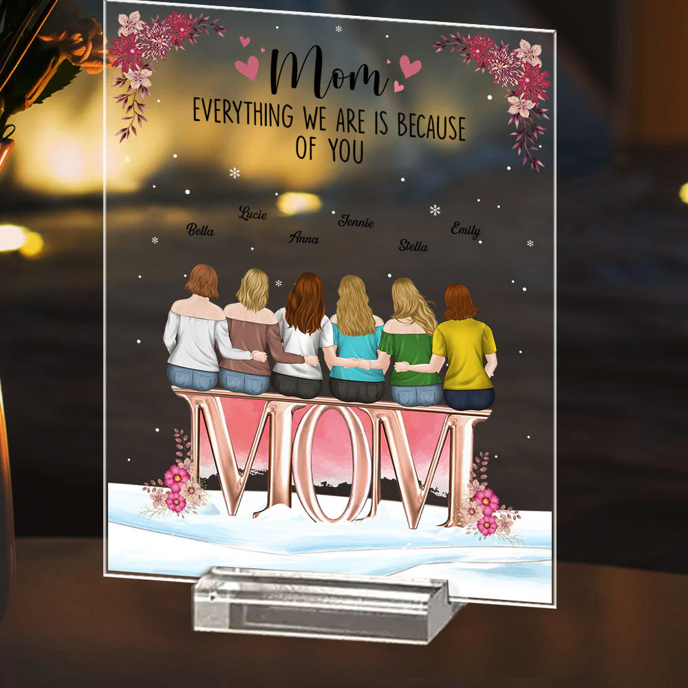 Mother And Daughters Forever Linked Together - Personalized Custom Acrylic Plaque With Base - Image 4