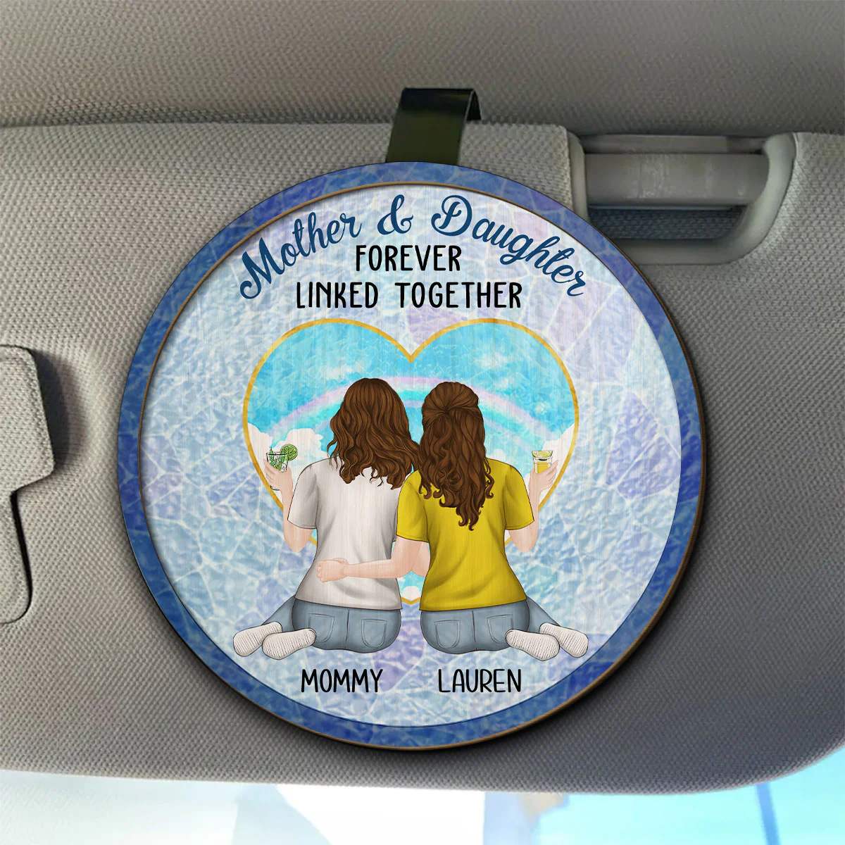 Mother And Daughters Forever Linked Together - Personalized Custom Car Visor Clip - Image 2