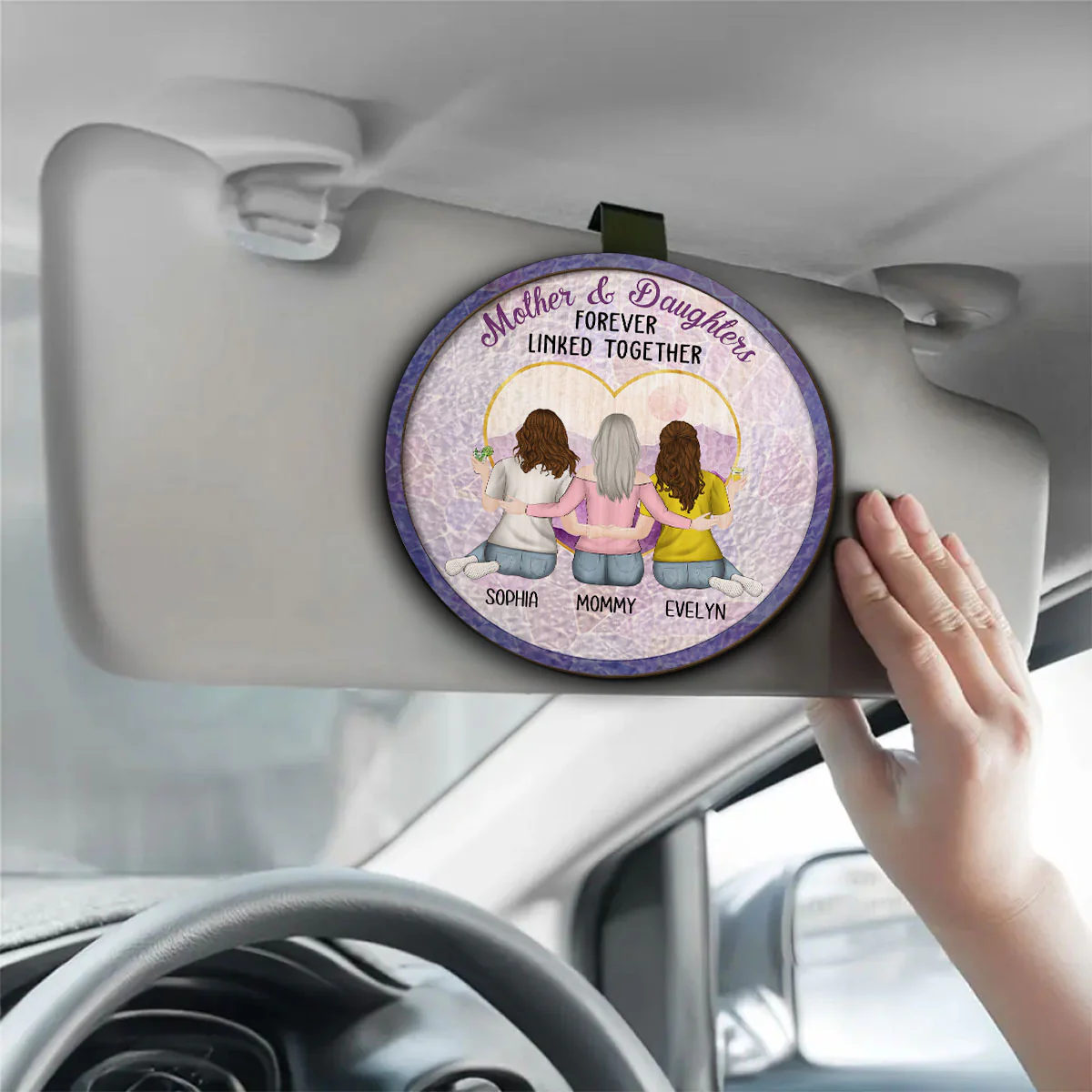 Mother And Daughters Forever Linked Together - Personalized Custom Car Visor Clip - Image 4