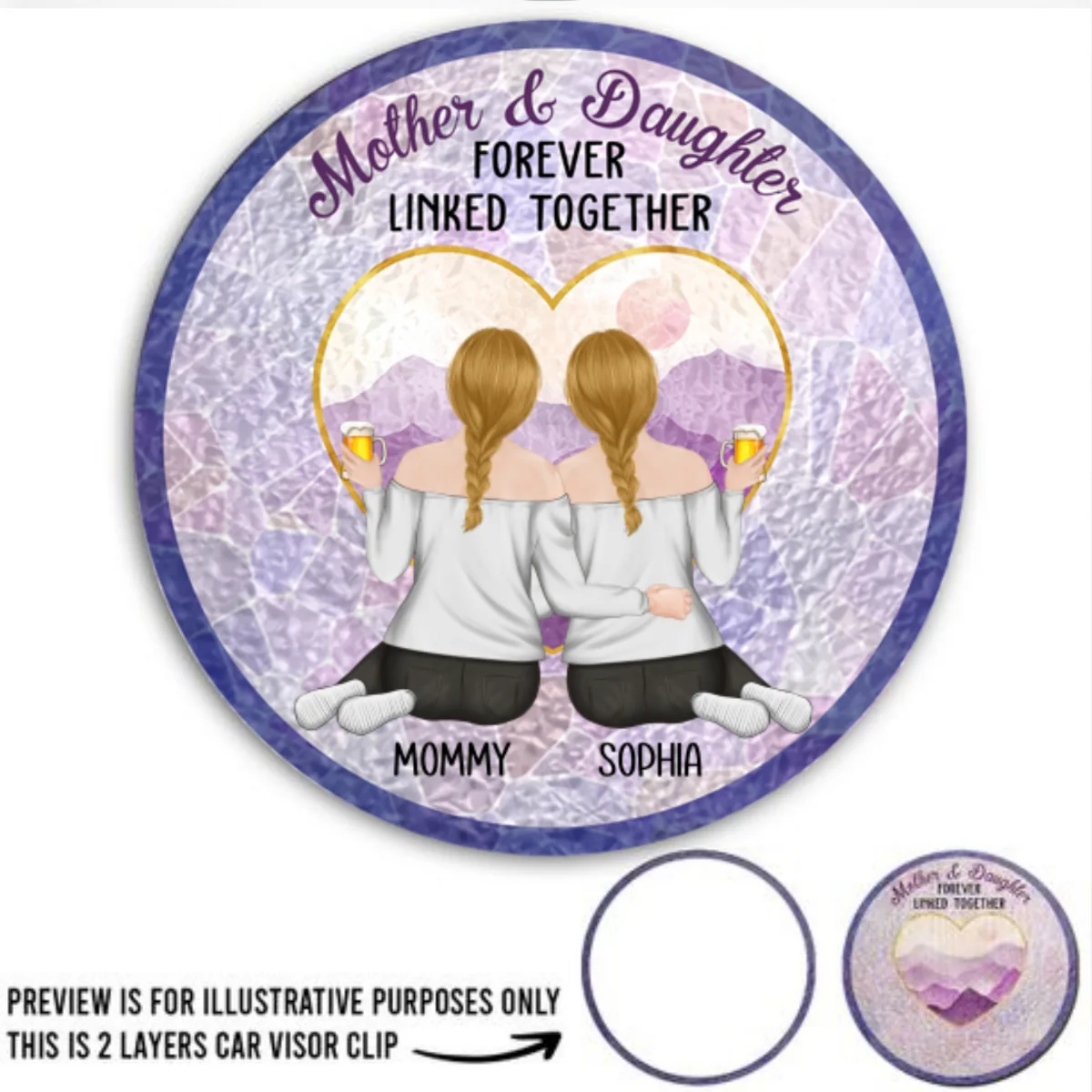 Mother And Daughters Forever Linked Together - Personalized Custom Car Visor Clip - Image 5