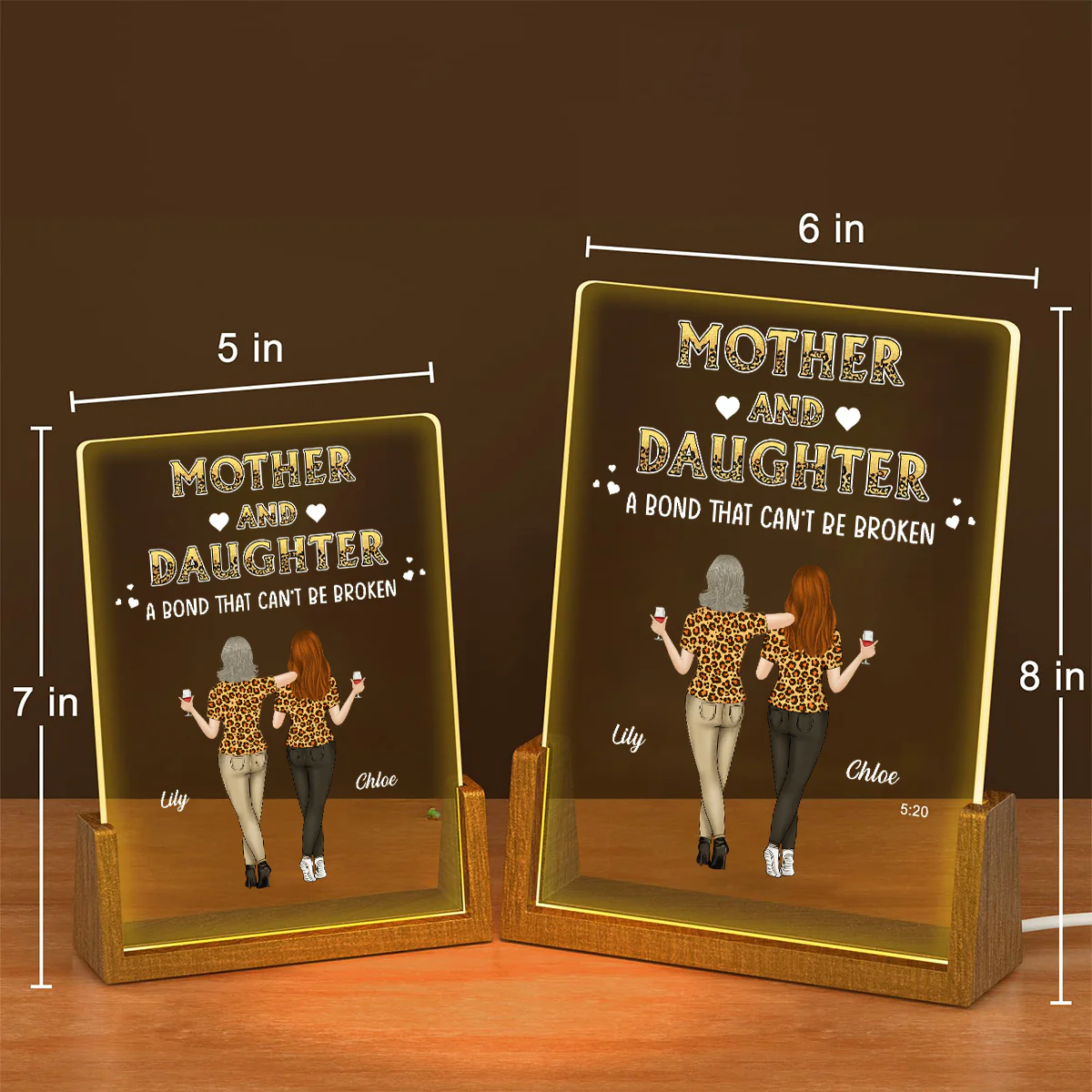 Mother And Daughters - Personalized Custom Plaque With Walnut Base - Image 5