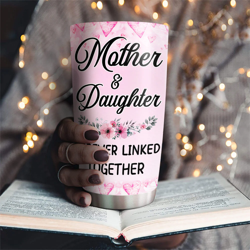 Mother And Daughters Pink Heart - Personalized Custom Tumbler - Image 2