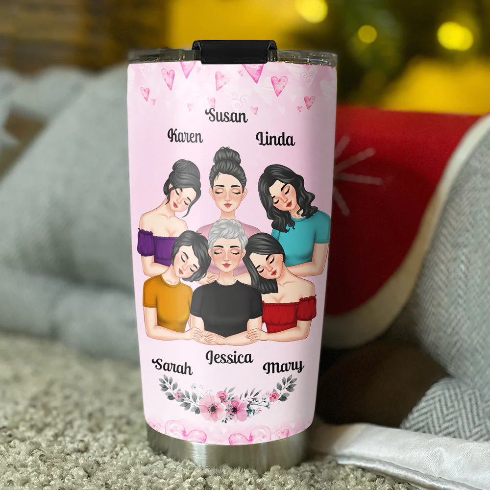 Mother And Daughters Pink Heart - Personalized Custom Tumbler - Image 4