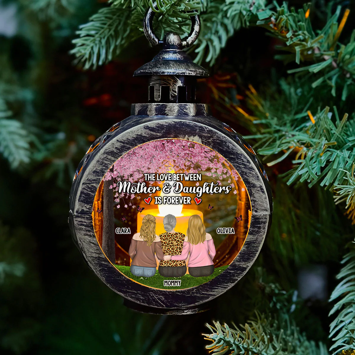 Mother And Daughters Share Forever - Personalized Custom Christmas Lantern - Image 2