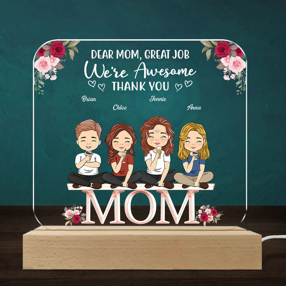 Mother And Daughters Sons Children From The Start - Personalized Custom LED Light - Image 3